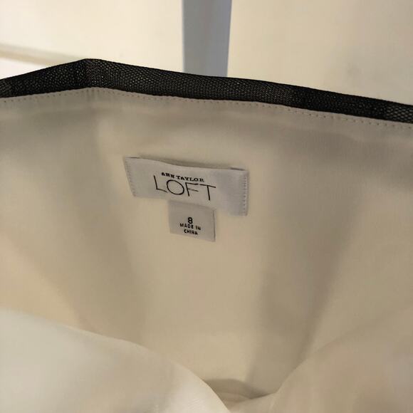 Ann Taylor LOFT EUC Women's Black Cream Embroidered Formal Dress Mesh Overlay 8 - Picture 3 of 8